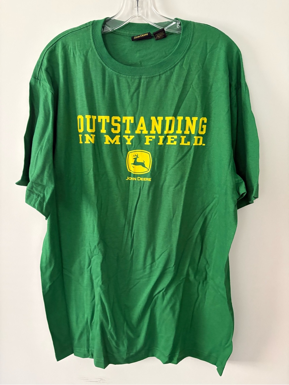 John Deere Mens XL T-Shirt Green Short Sleeve Outstanding In My Field NWOT